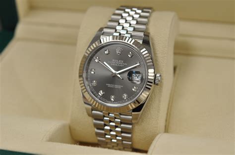 rolex oyster perpetual datejust dark rhodium dial|Rolex Datejust with diamond bezel.